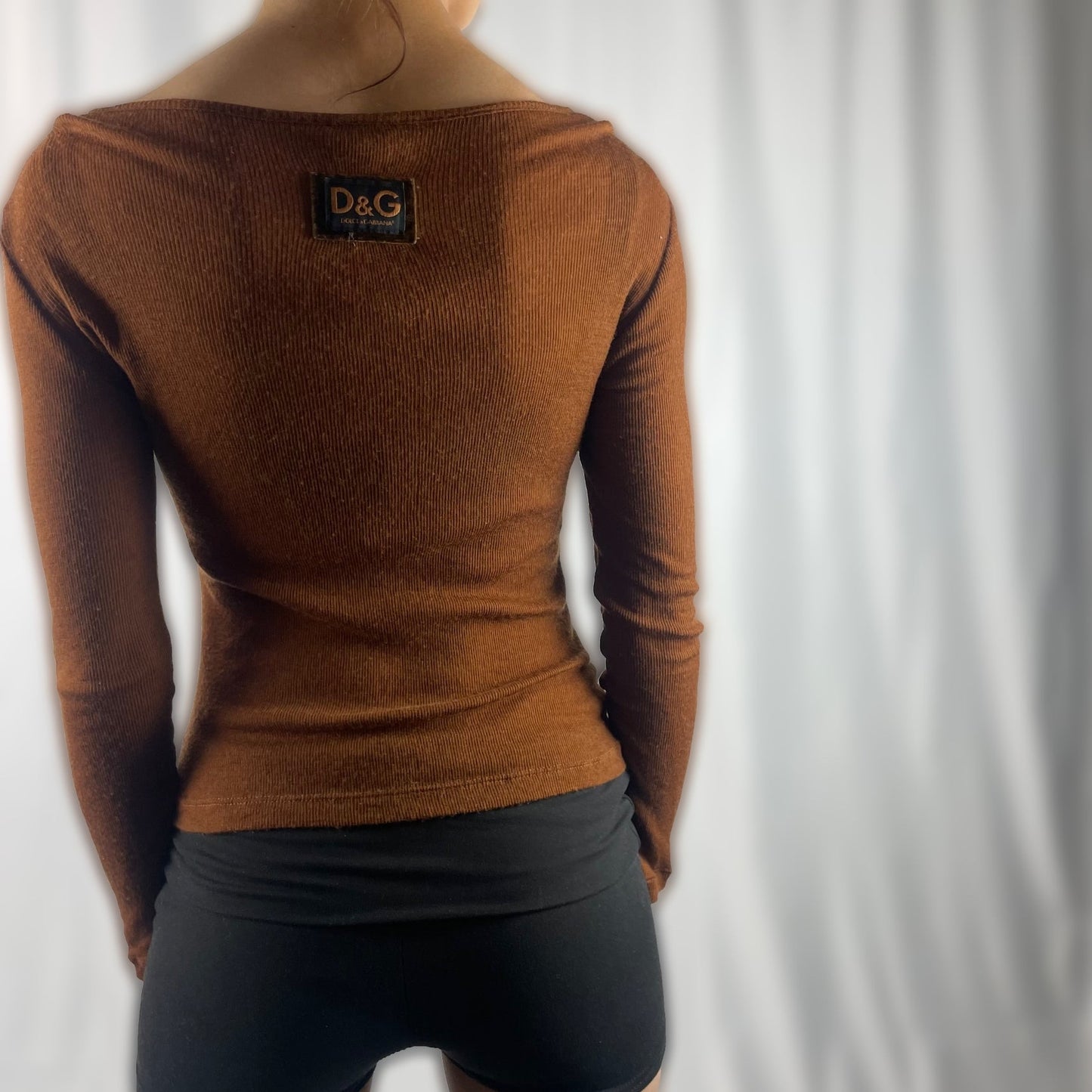 Y2K D&G Ribbed Lace Panel Top – Rare Vintage (Made in Italy)