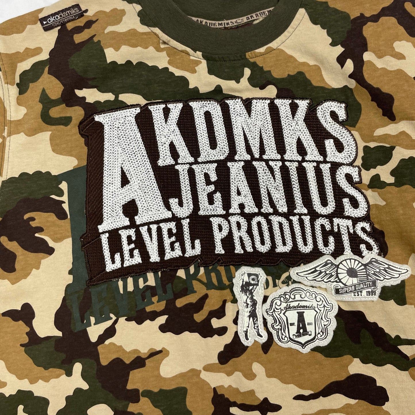 Y2K Akademiks Camo Patchwork Tee - Deadstock (XS-S)