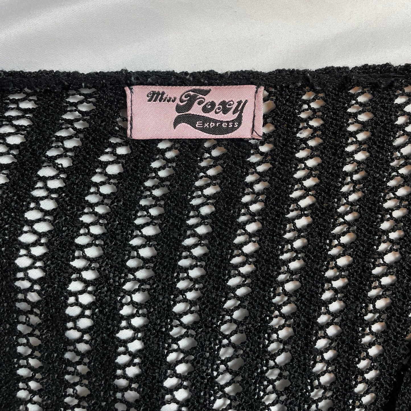 Miss Foxy Express Y2K Black Crochet Tie-Front Cardigan | UK 8