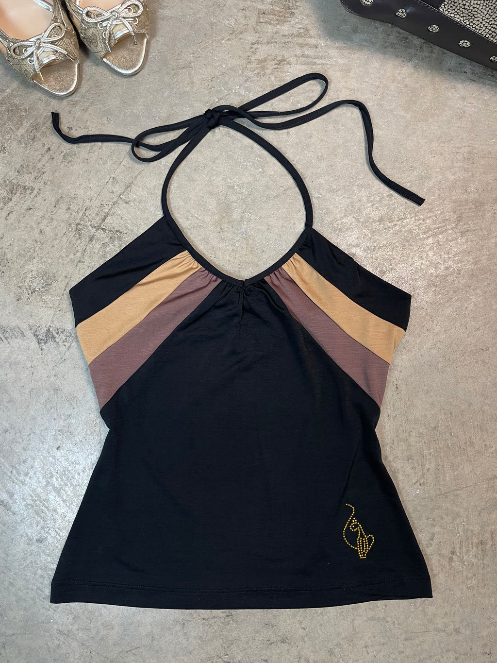 Vintage Y2K Baby Phat Halterneck Top with Contrast Panels | Best Fit UK 6–8