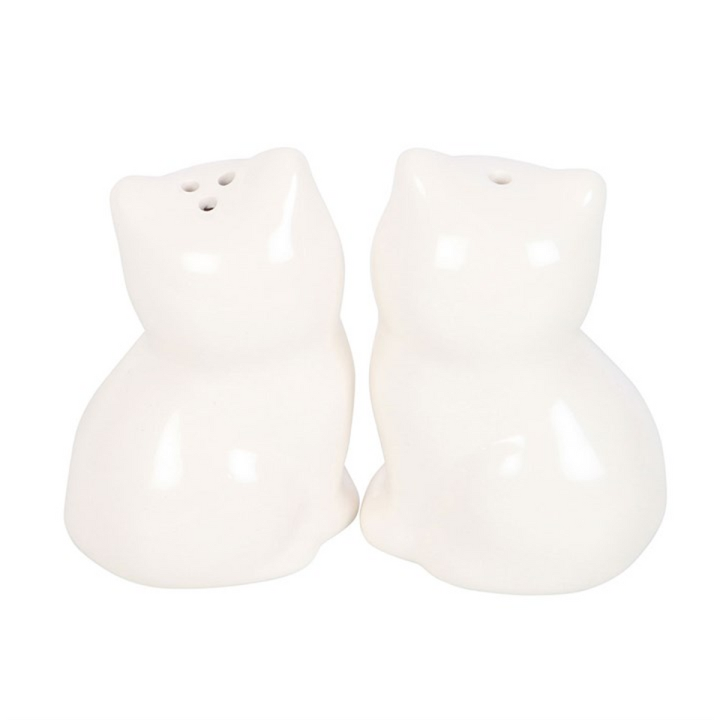 White Cat Shaped Salt and Pepper Shakers