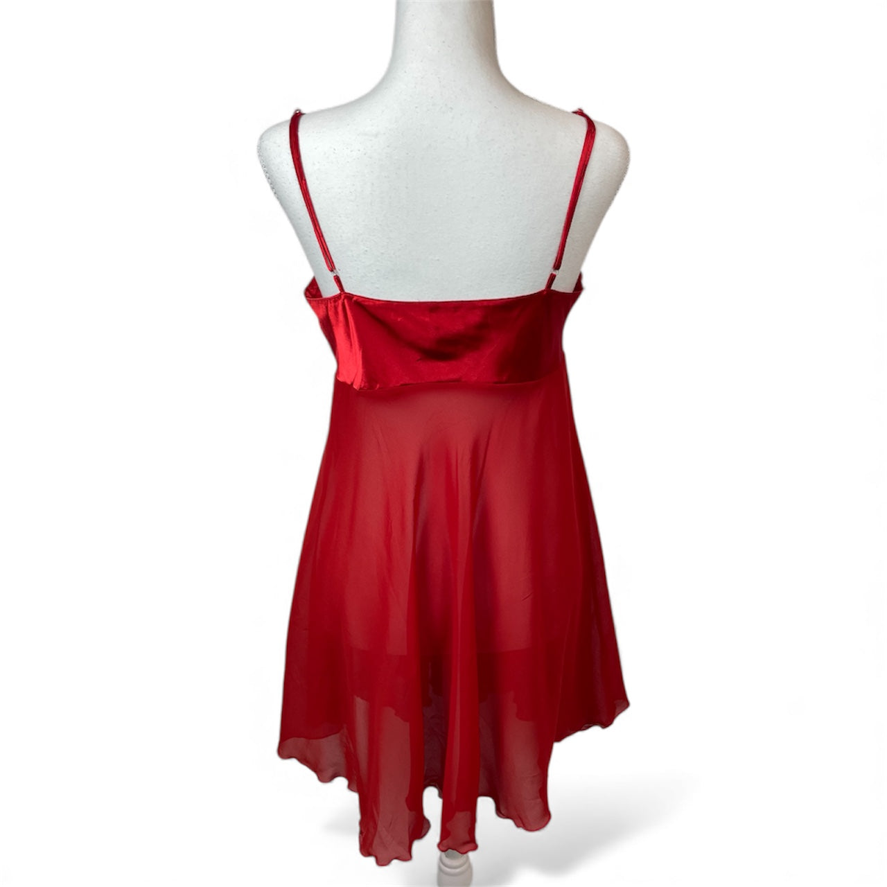 Y2K Victoria’s Secret Red Satin & Chiffon Babydoll With Bow | Best Fit Size UK 8