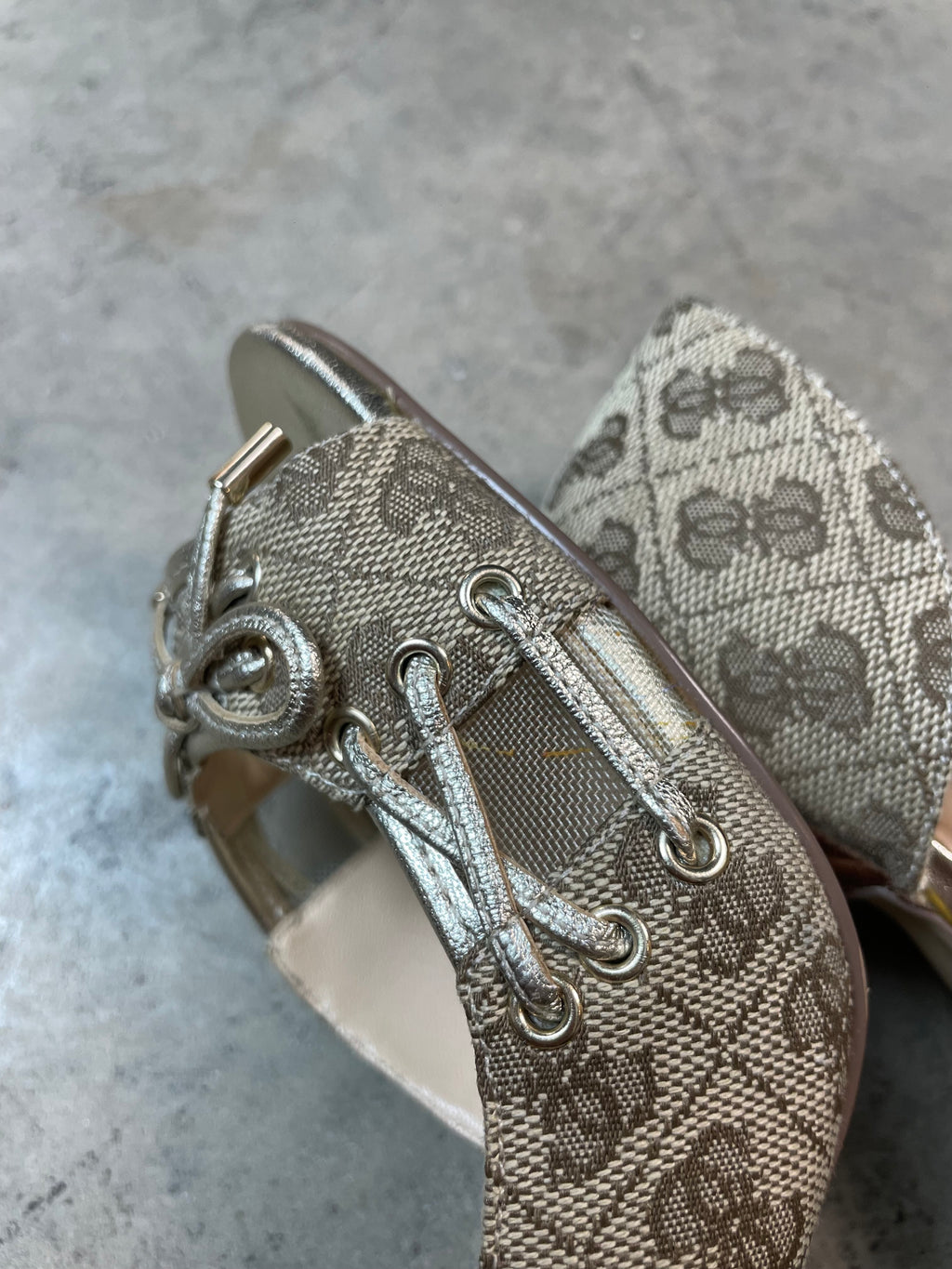 Vintage Y2K Guess Monogram Lace-Up Heels | UK 3.5