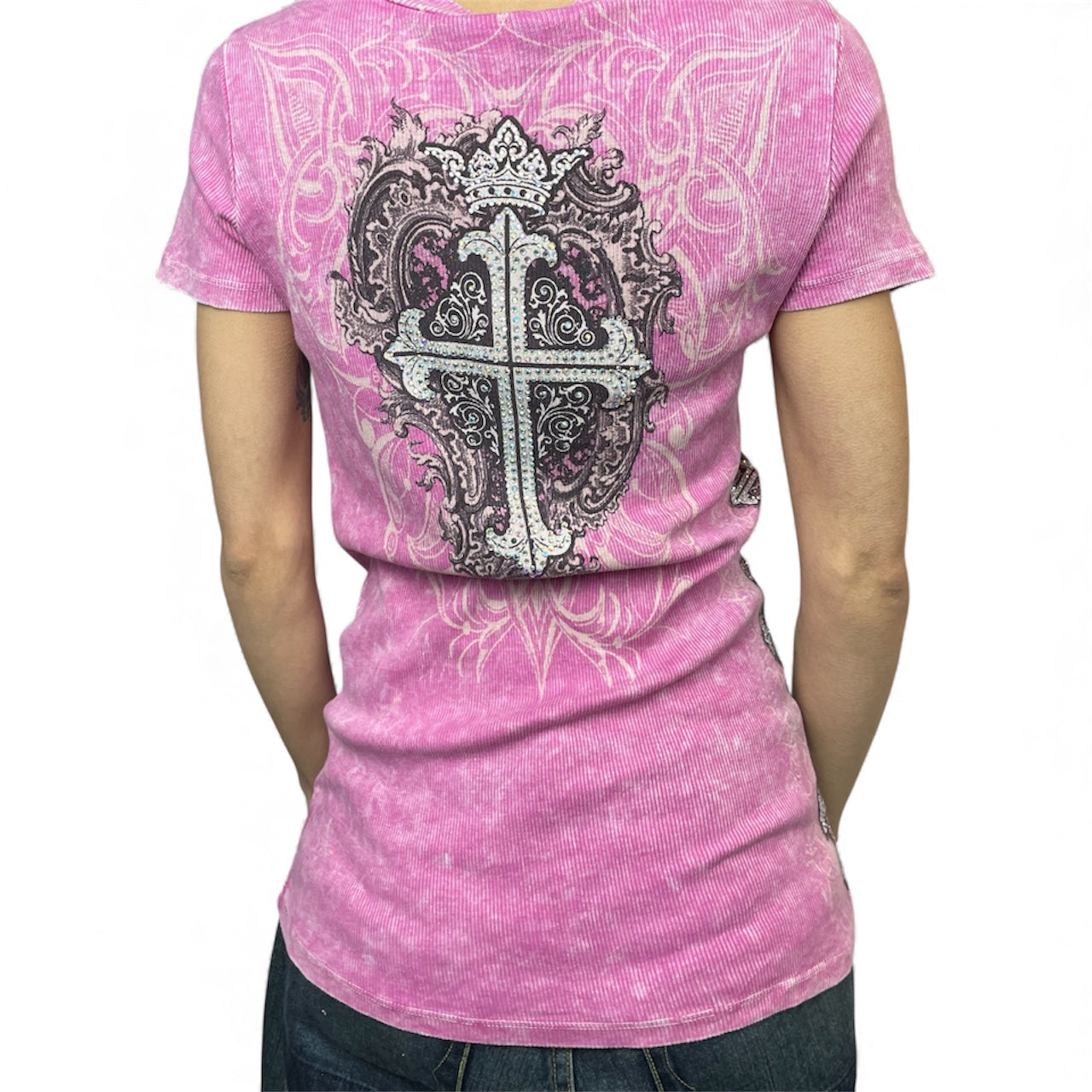 Y2K Tattoo Burnout Cross Tee | Best Fit Size UK 10