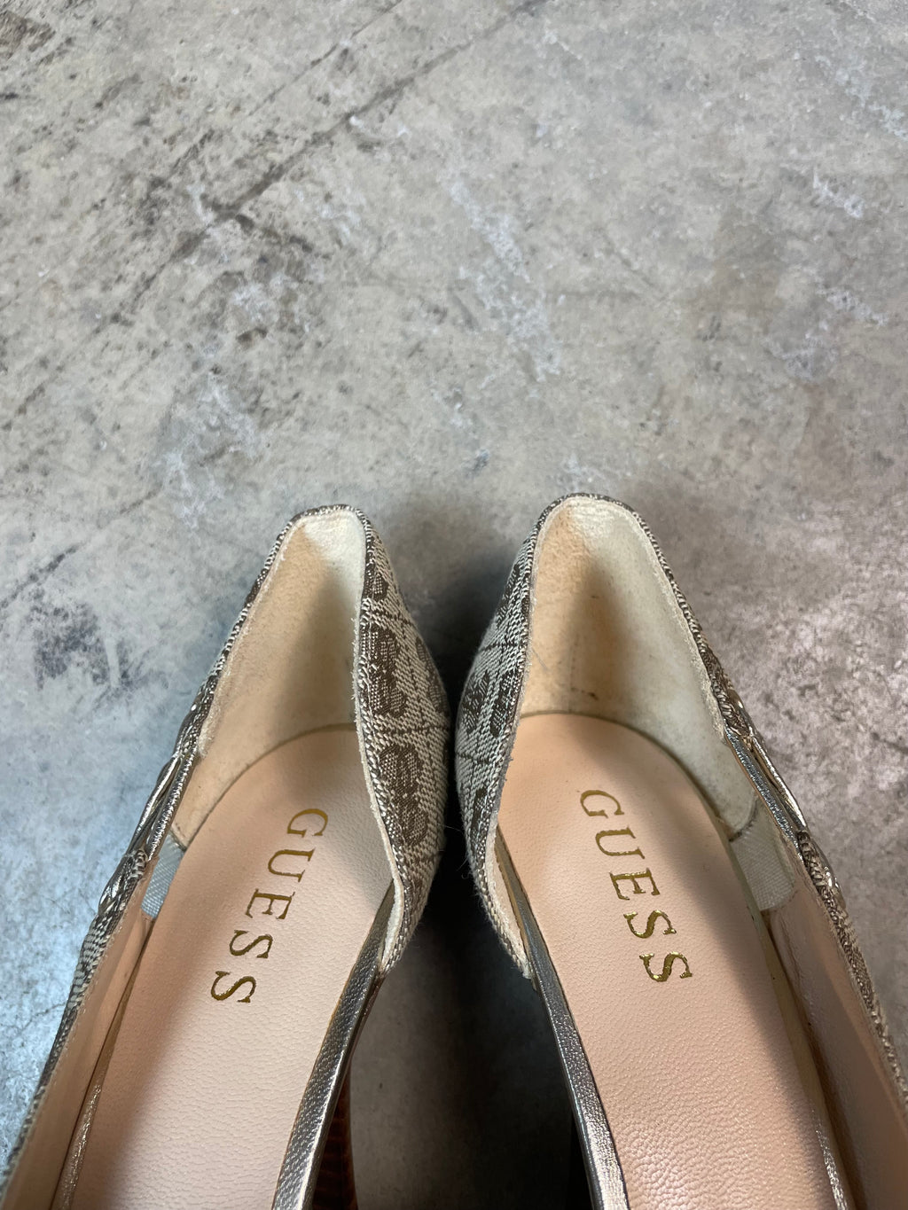 Vintage Y2K Guess Monogram Lace-Up Heels | UK 3.5