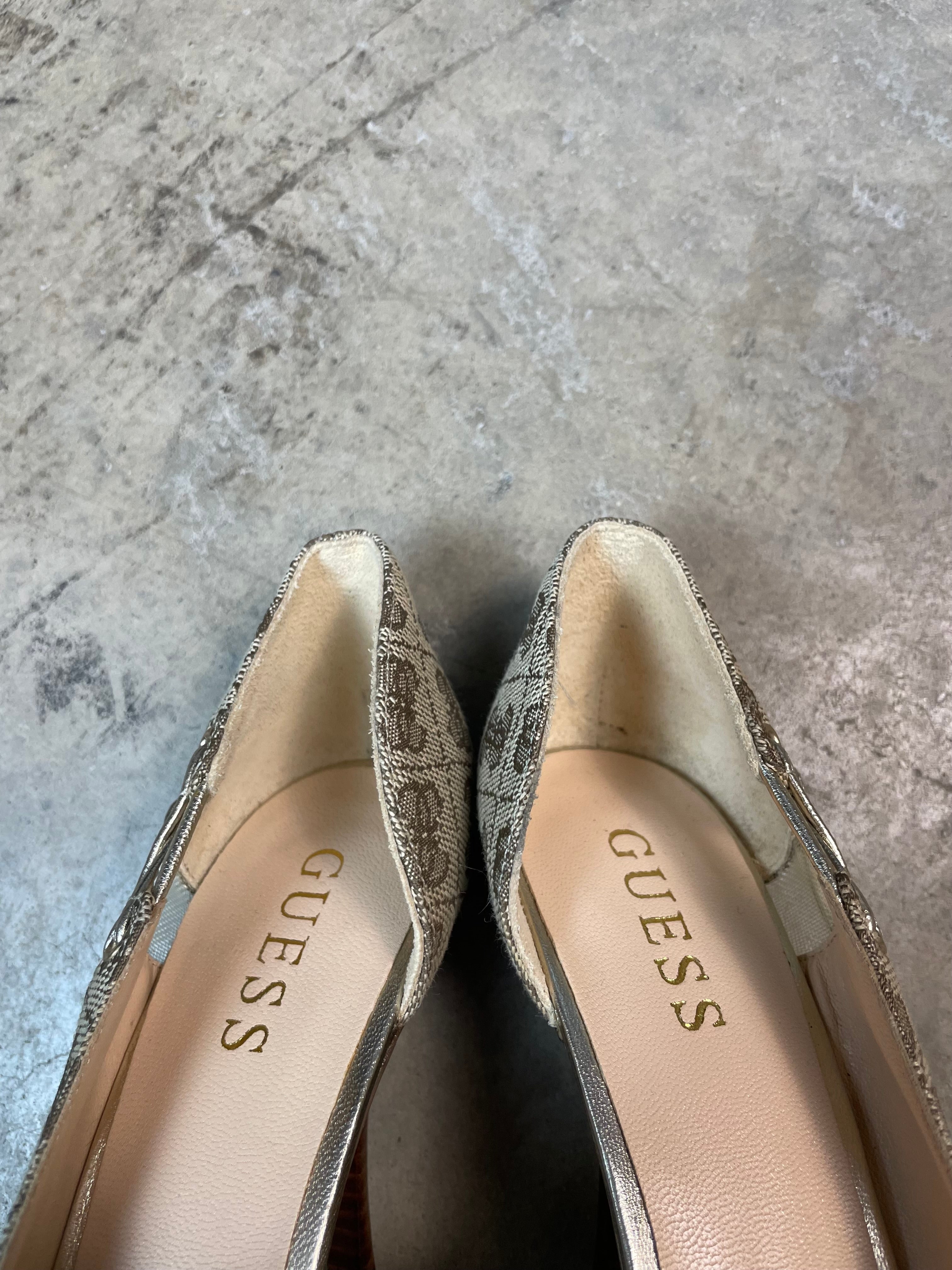 Vintage Y2K Guess Monogram Lace-Up Heels | UK 3.5