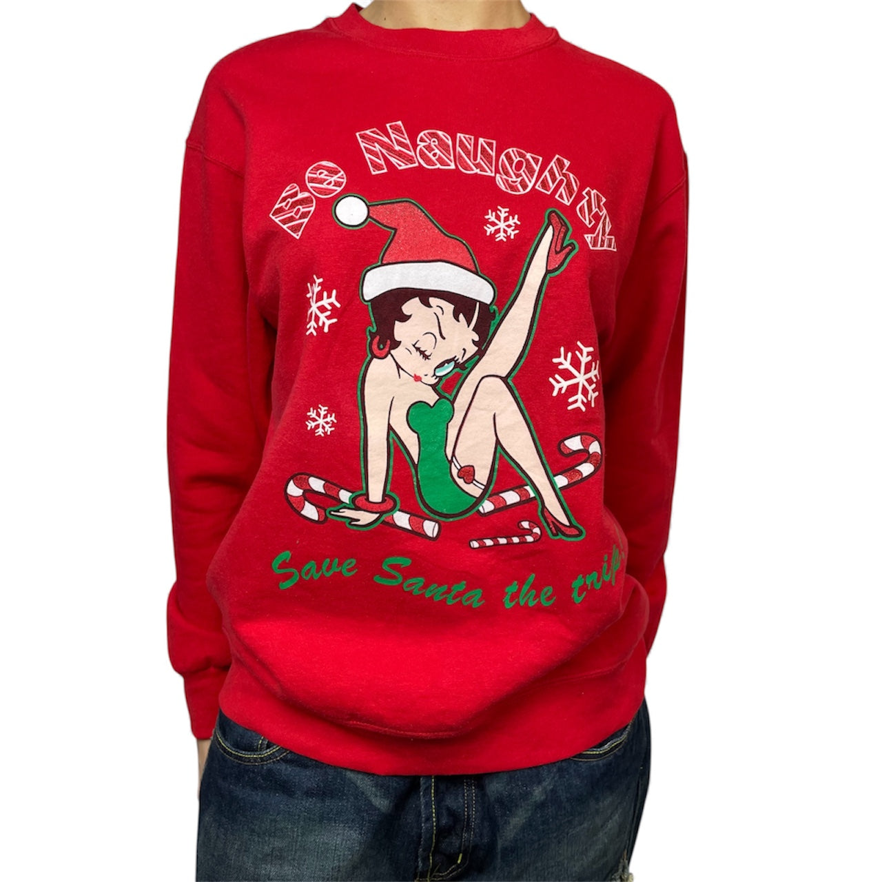 Rare 2004 Betty Boop Christmas Sweatshirt | Size UK 10-12