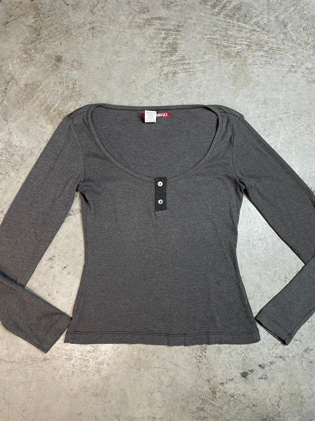 Vintage Y2K Miss Sixty Ribbed Button Long Sleeve Top | Best Fit UK 10