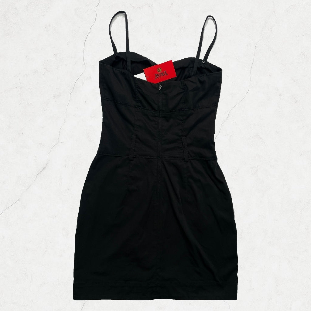 Miss Sixty Satin-Feel Black Mini Dress with Pockets – Made in Italy