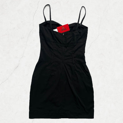 Miss Sixty Satin-Feel Black Mini Dress with Pockets – Made in Italy