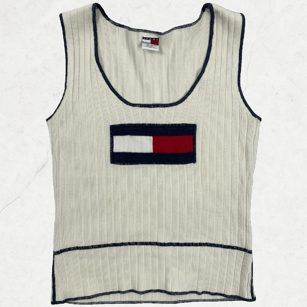 Tommy Hilfiger Y2K Logo Knit Tank Top | UK 8