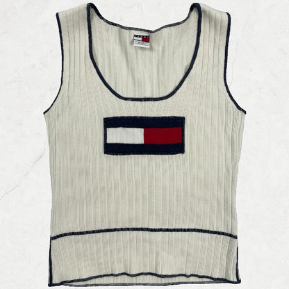 Tommy Hilfiger Y2K Logo Knit Tank Top | UK 8