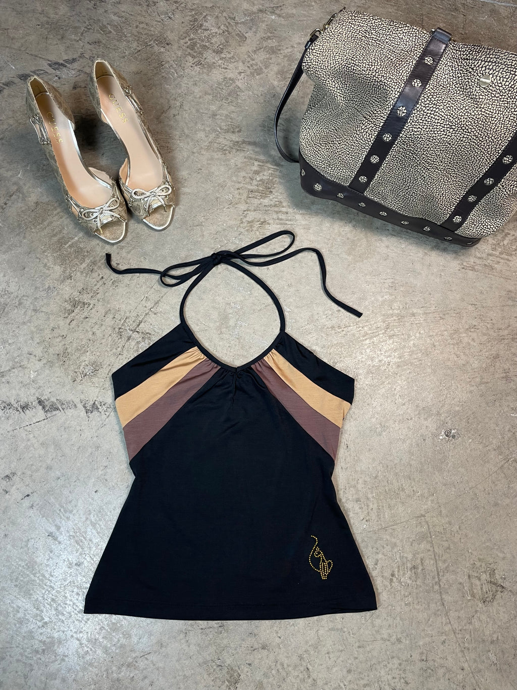 Vintage Y2K Baby Phat Halterneck Top with Contrast Panels | Best Fit UK 6–8