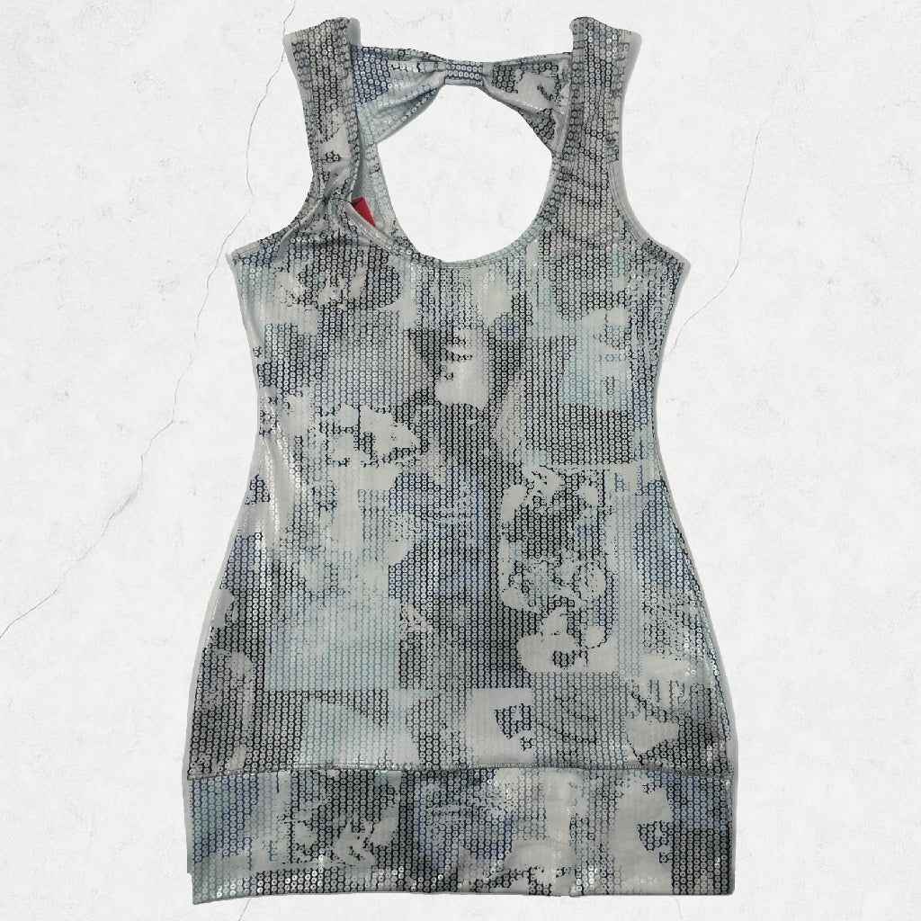 Y2K Jane Norman Sequin Illusion Mini Dress