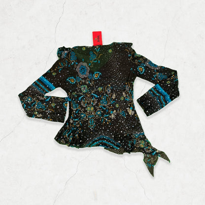 Y2K Mezzo Sparkle Mesh Tie-Front Top - Made in Italy