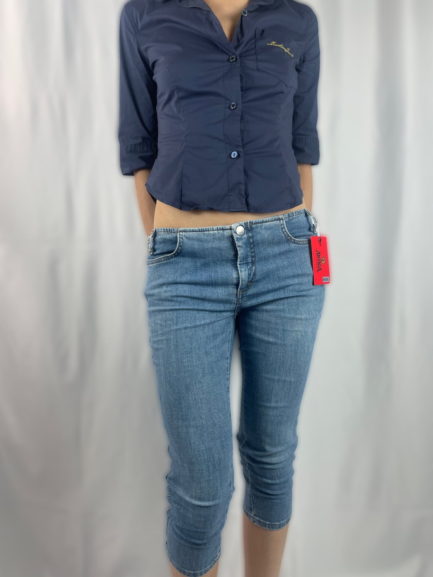 Vintage D&G Capri Cropped Jeans with Double-Belt Loop Detail