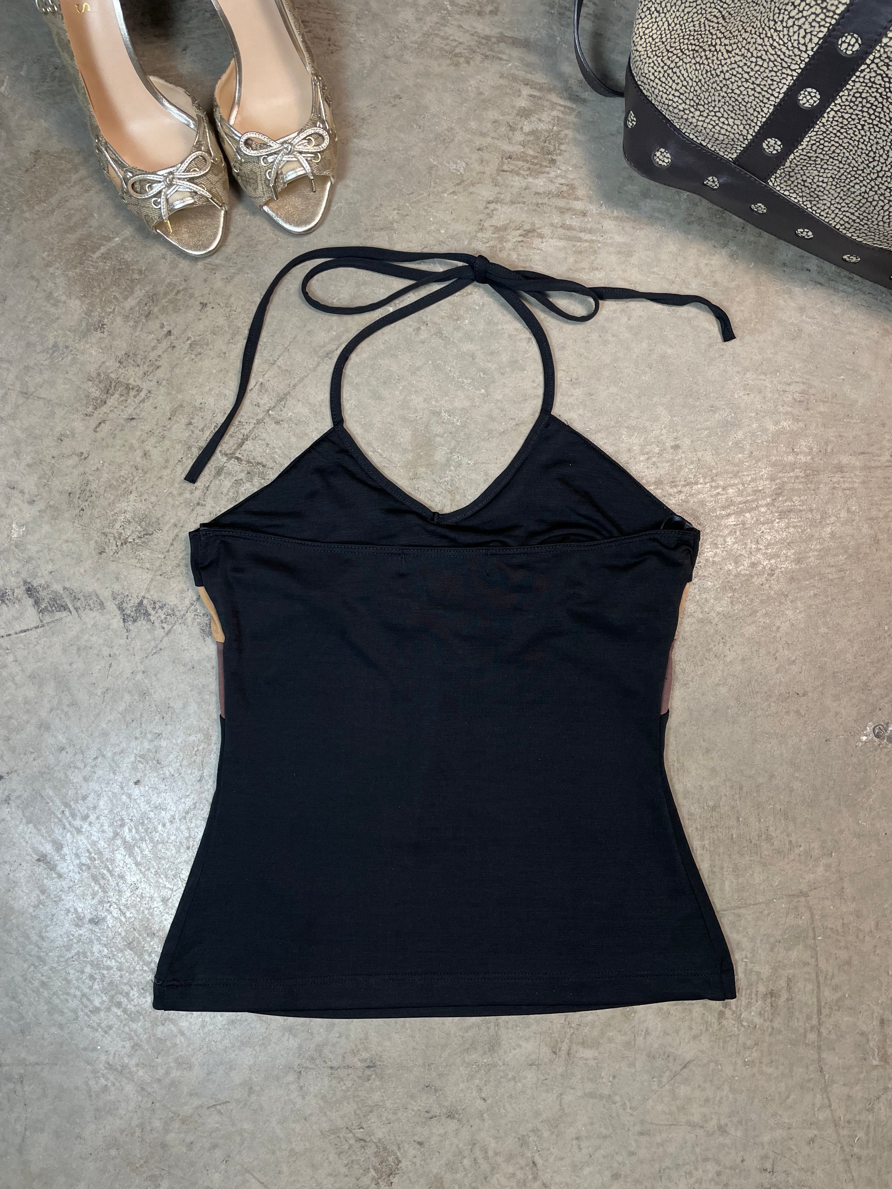 Vintage Y2K Baby Phat Halterneck Top with Contrast Panels | Best Fit UK 6–8