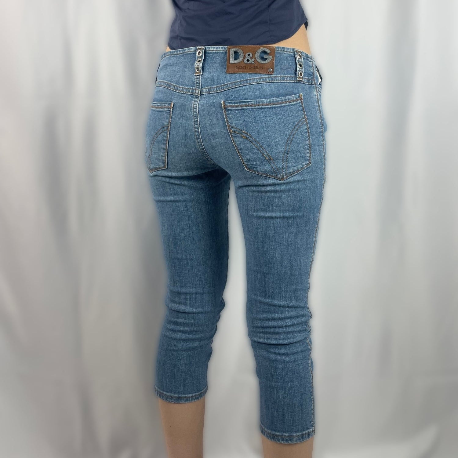 Vintage D&G Capri Cropped Jeans with Double-Belt Loop Detail