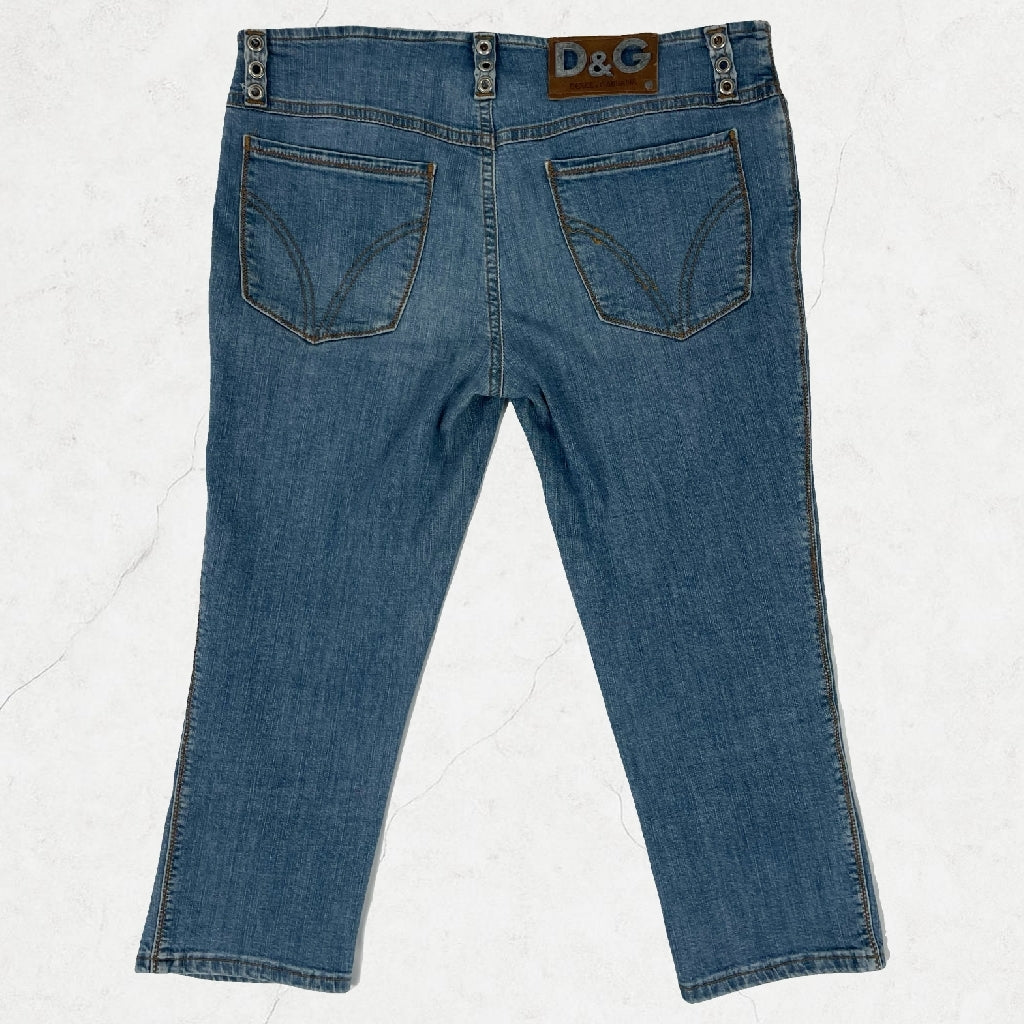 Vintage D&G Capri Cropped Jeans with Double-Belt Loop Detail