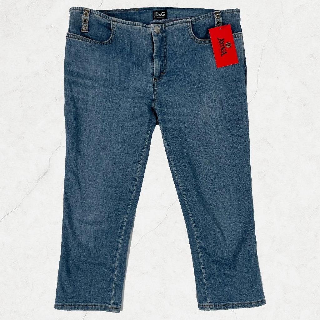 Vintage D&G Capri Cropped Jeans with Double-Belt Loop Detail