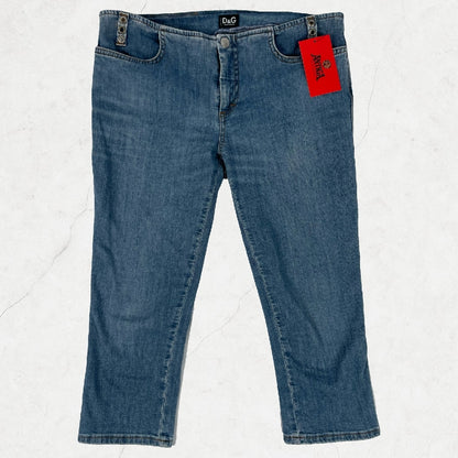 Vintage D&G Capri Cropped Jeans with Double-Belt Loop Detail