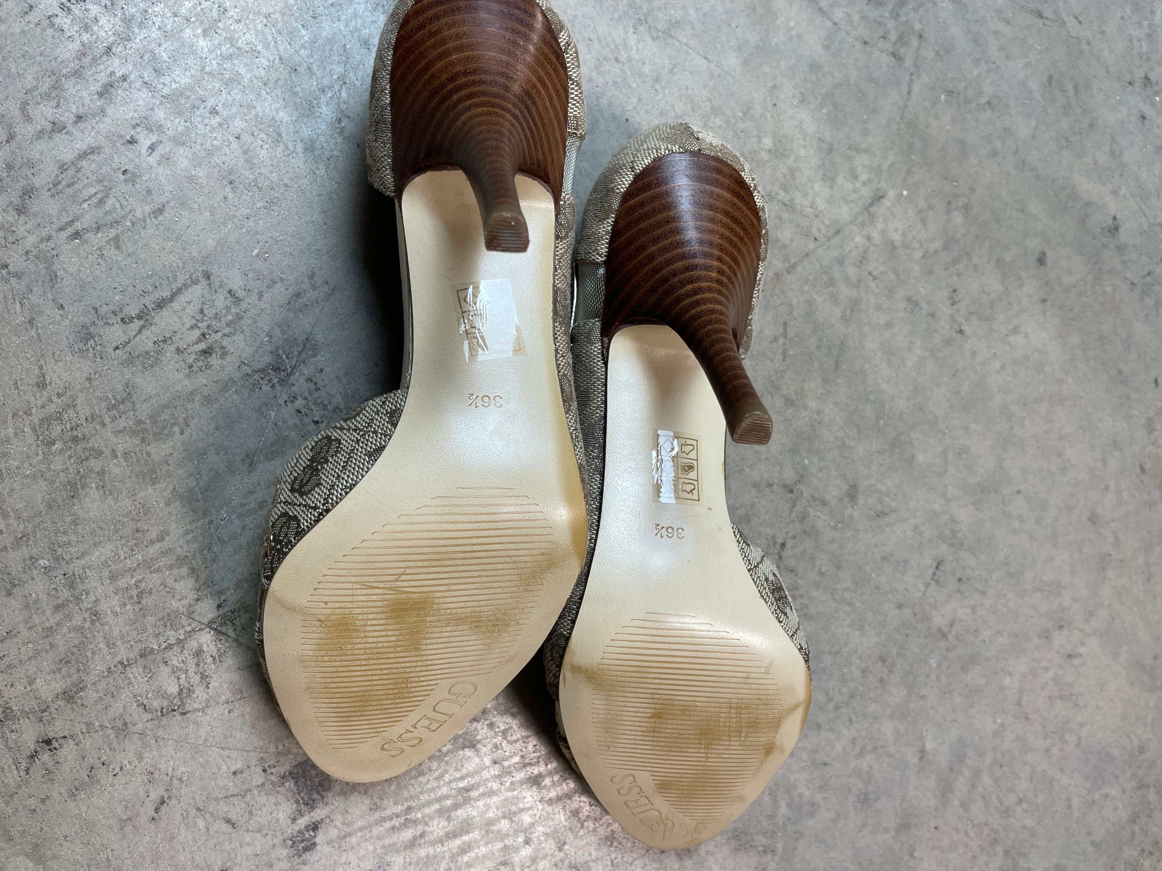 Vintage Y2K Guess Monogram Lace-Up Heels | UK 3.5