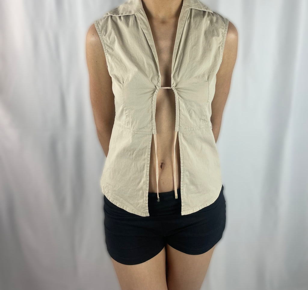 Gianfranco Ferré Jeans Beige Open-Front Shirt