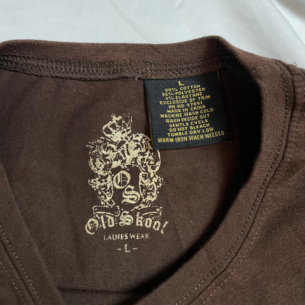 Vintage Y2K Old Skool Winged Cross Graphic Tee | Best Fit UK 10