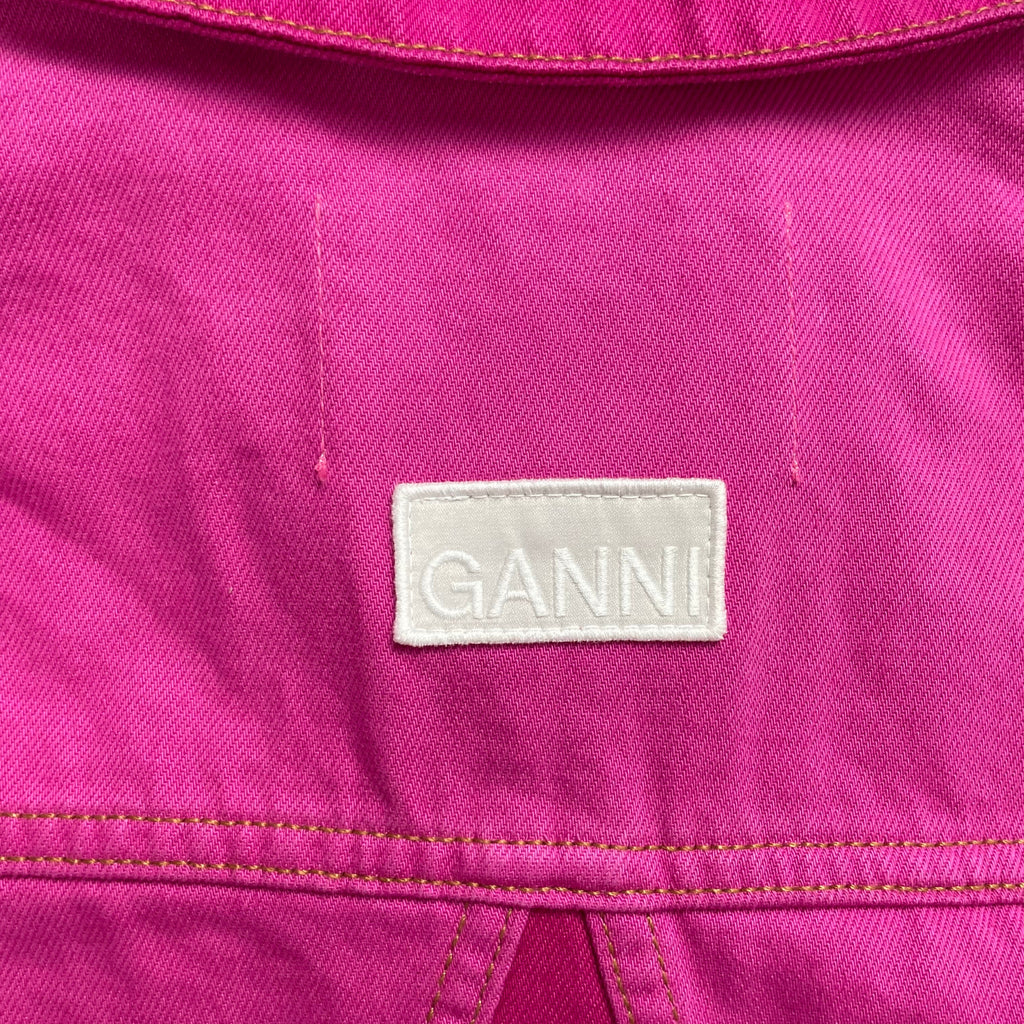 GANNI Two-Tone Pink Cropped Denim Jacket – Size 34 (UK 6–8)