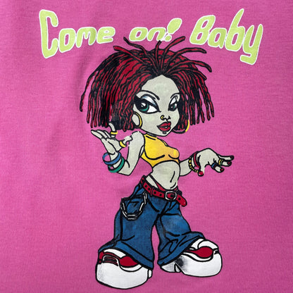 Y2K “Come on! Baby” Cartoon Cami - Pink&Lime, Size M (UK 8–10)
