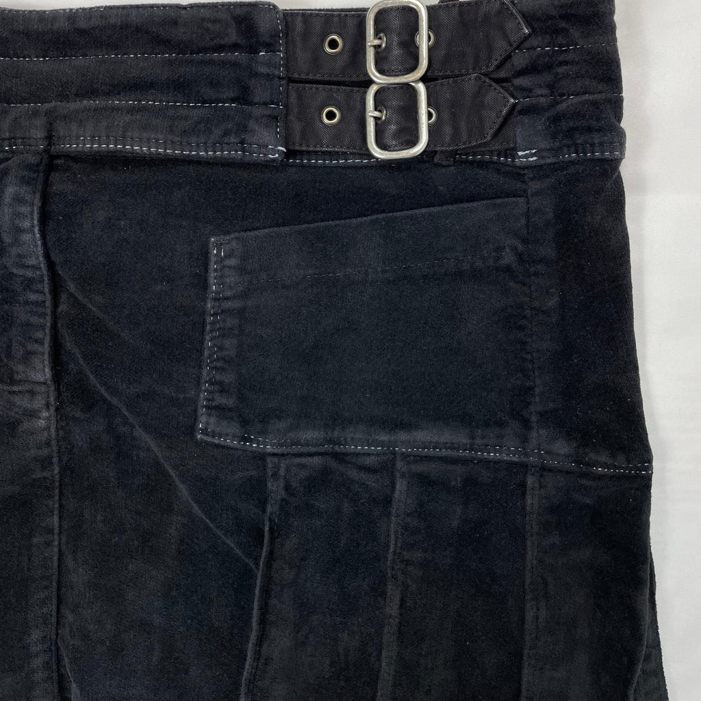 Y2K Armani Jeans Pleated Buckle Mini Skirt Black - UK 14