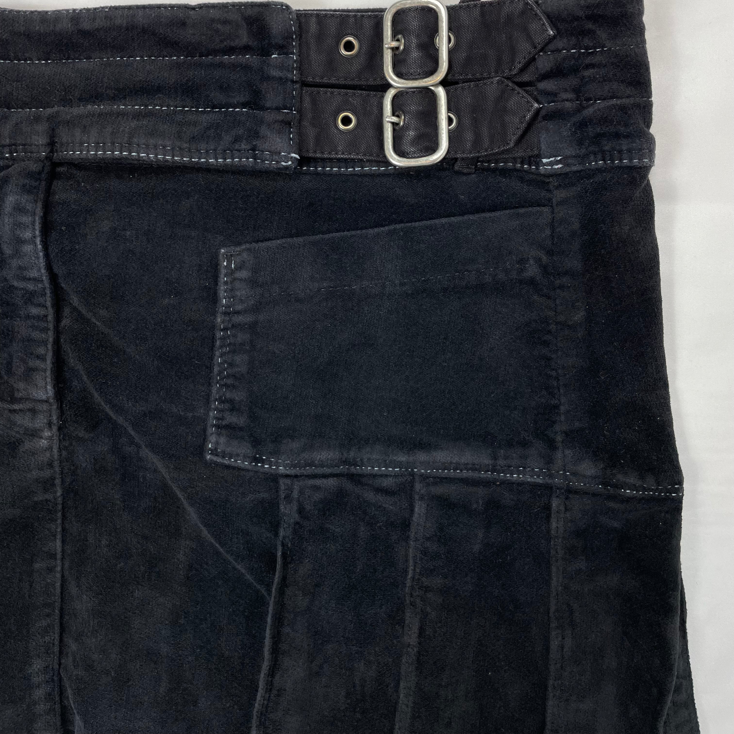 Y2K Armani Jeans Pleated Buckle Mini Skirt Black - UK 14