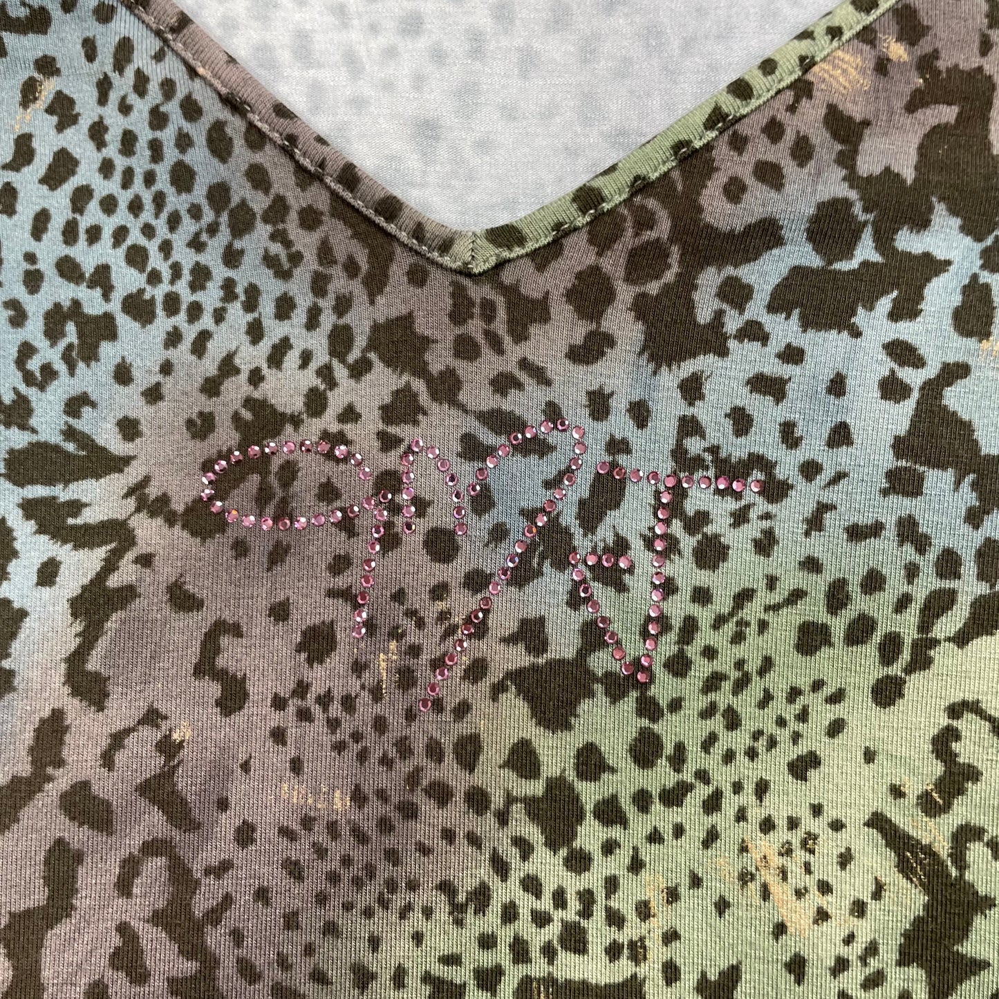 Gai Mattiolo GMT V-Neck Leopard & Pink Sleeve Top - UK 10