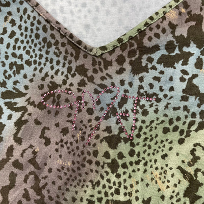 Gai Mattiolo GMT V-Neck Leopard & Pink Sleeve Top - UK 10