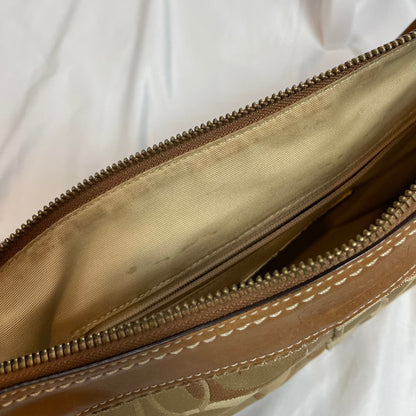 Y2K Coach Signature Jacquard Tan Shoulder Bag (E0973–F10379)