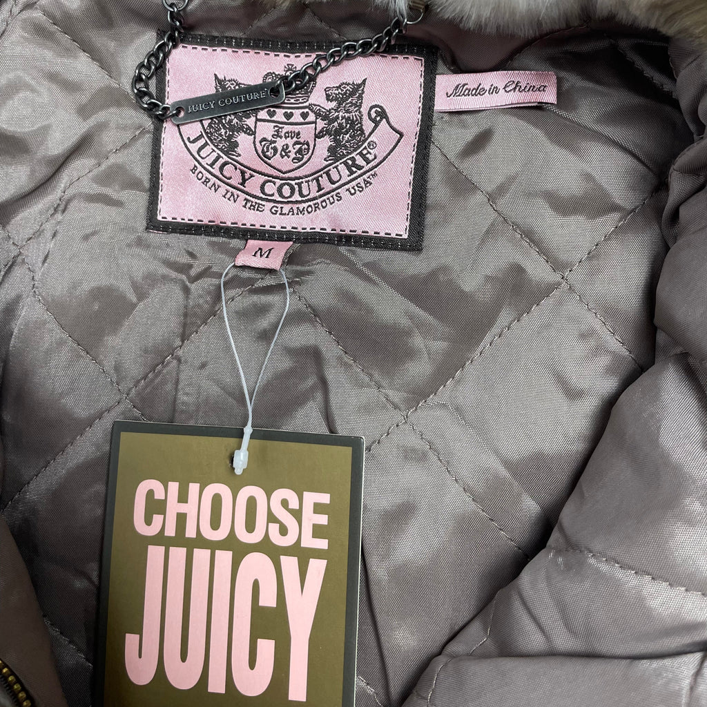 Deadstock Juicy Couture Y2K Faux Fur Toggle Coat with Hood - Best fits UK 8
