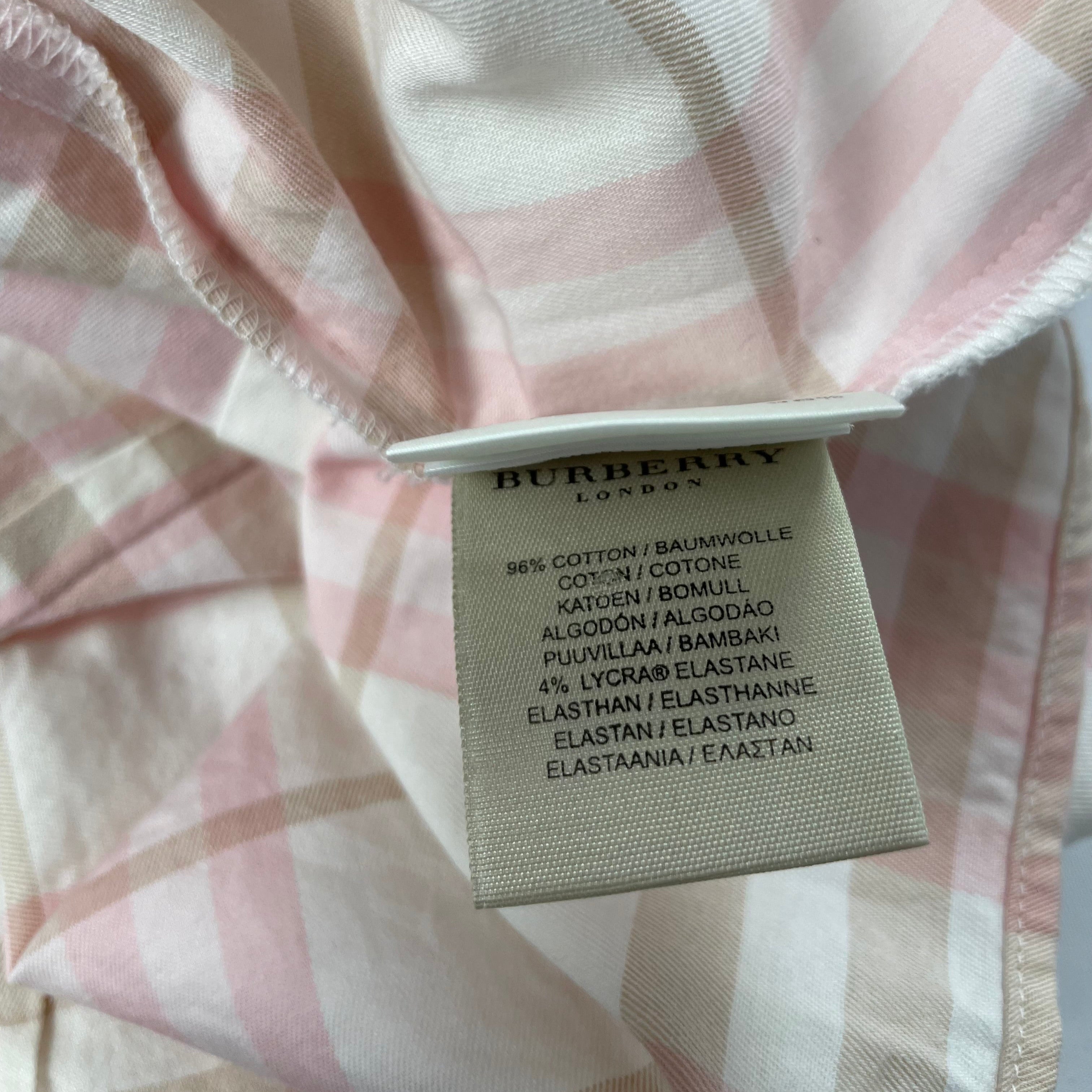 Burberry London Fitted Check Blouse – Pink Beige House Check (UK 8–10)