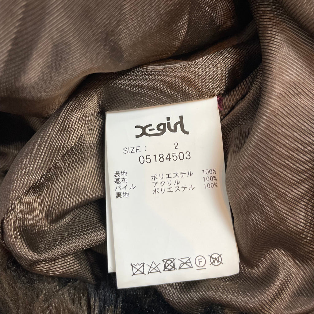 Rare X-girl Japan Faux Fur Monogram Logo Jacket | NYC × Tokyo Streetwear | Best Fit UK 10