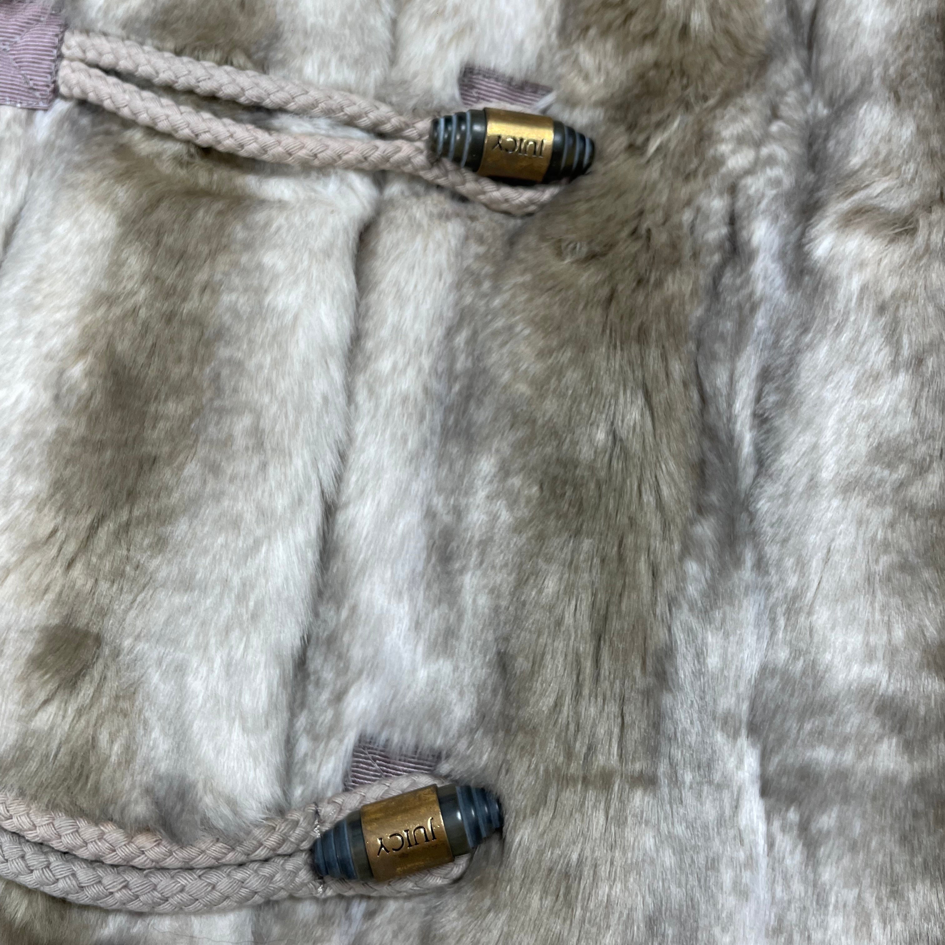 Deadstock Juicy Couture Y2K Faux Fur Toggle Coat with Hood - Best fits UK 8