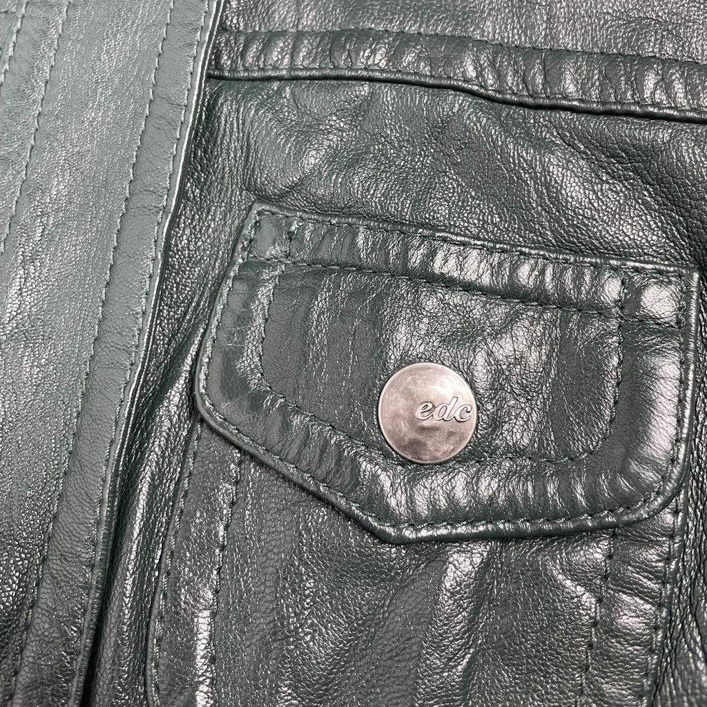 EDC by Esprit Y2K Genuine Leather Bomber Jacket (Flight Style) - UK 8