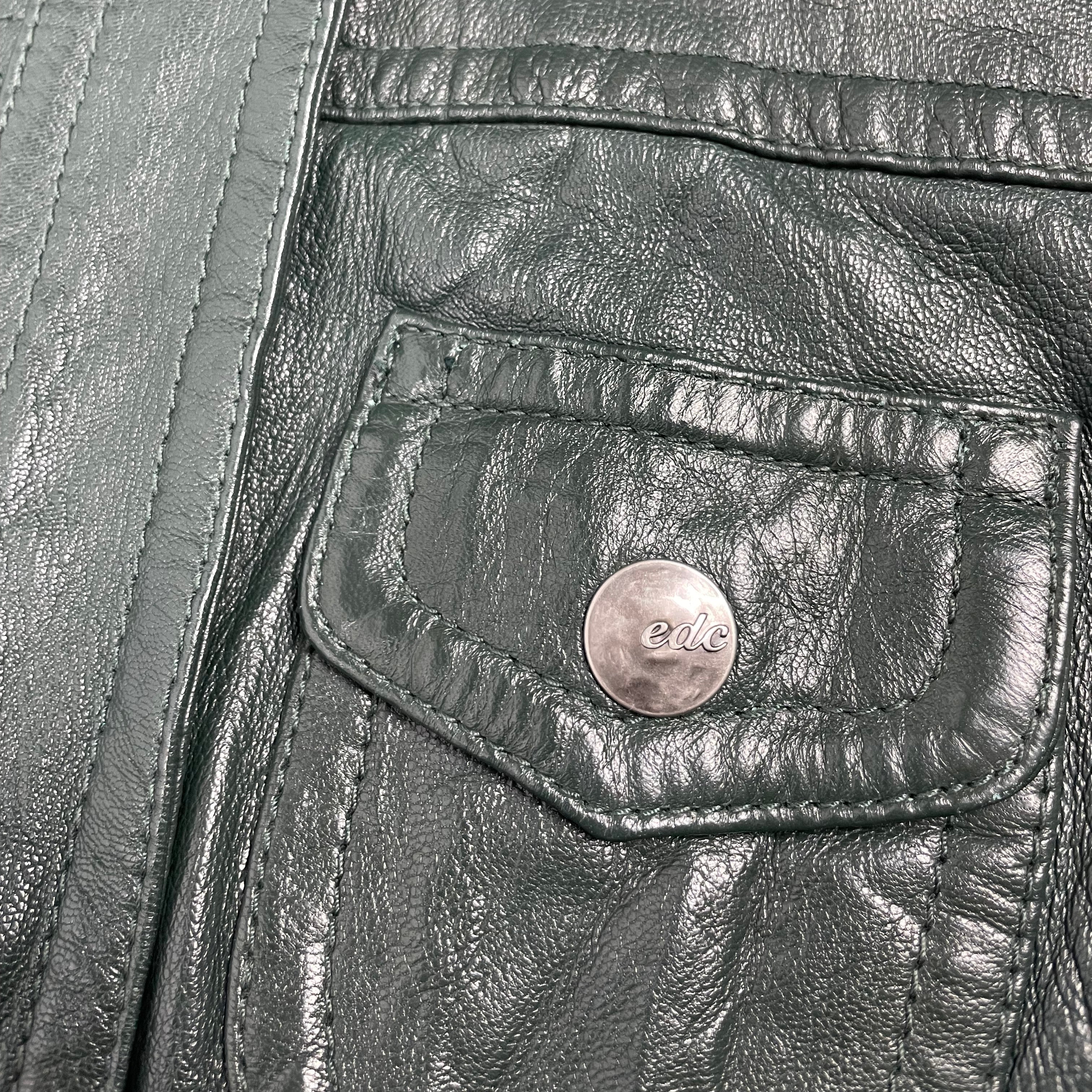 EDC by Esprit Y2K Genuine Leather Bomber Jacket (Flight Style) - UK 8