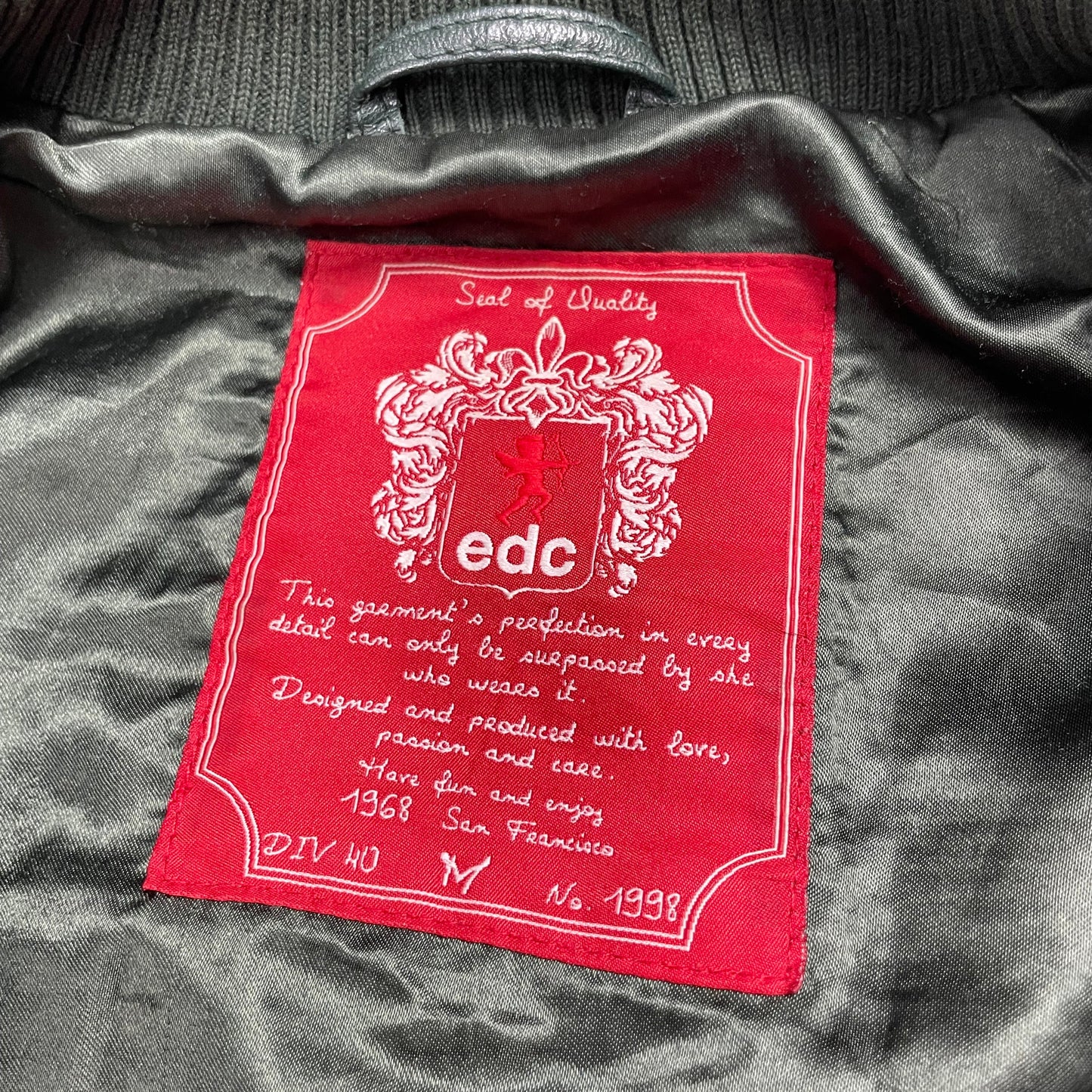 EDC by Esprit Y2K Genuine Leather Bomber Jacket (Flight Style) - UK 8