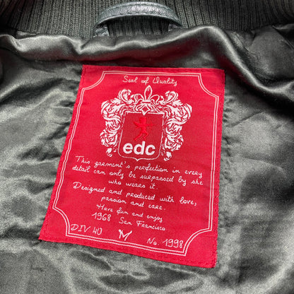 EDC by Esprit Y2K Genuine Leather Bomber Jacket (Flight Style) - UK 8