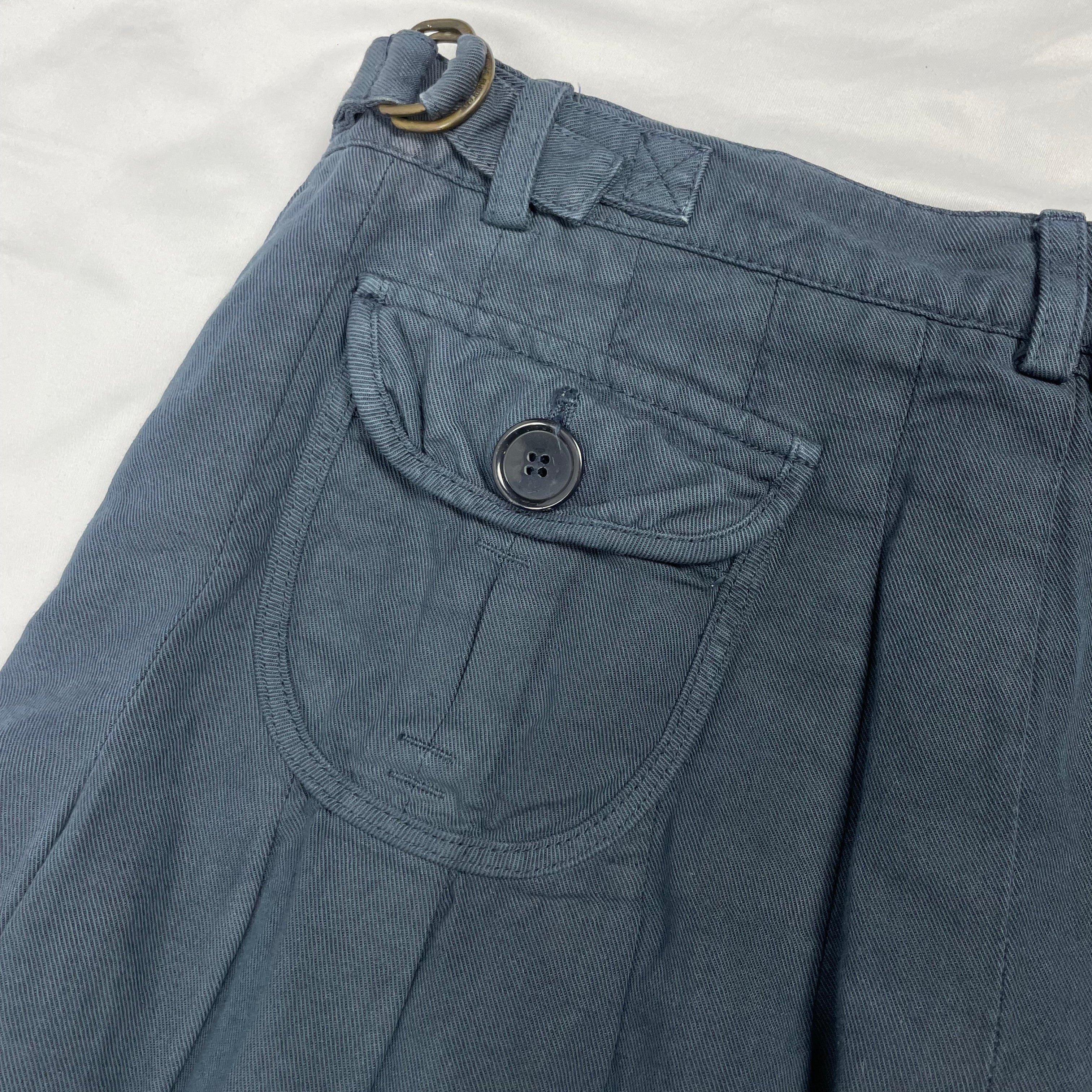 Rare Thomas Burberry Vintage Pleated Mini Skirt with Button Front - W30 UK 8