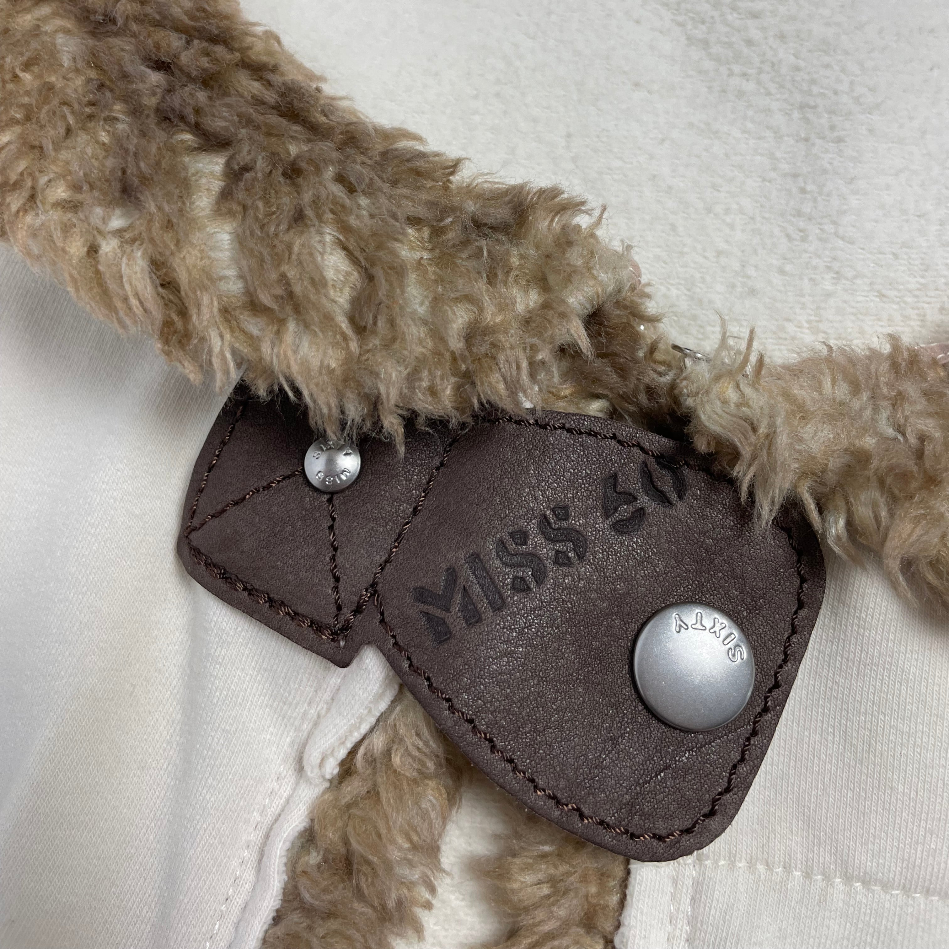 Vintage Y2K Miss Sixty Faux Fur Trim Cropped Bolero - Cream (UK 6-8)