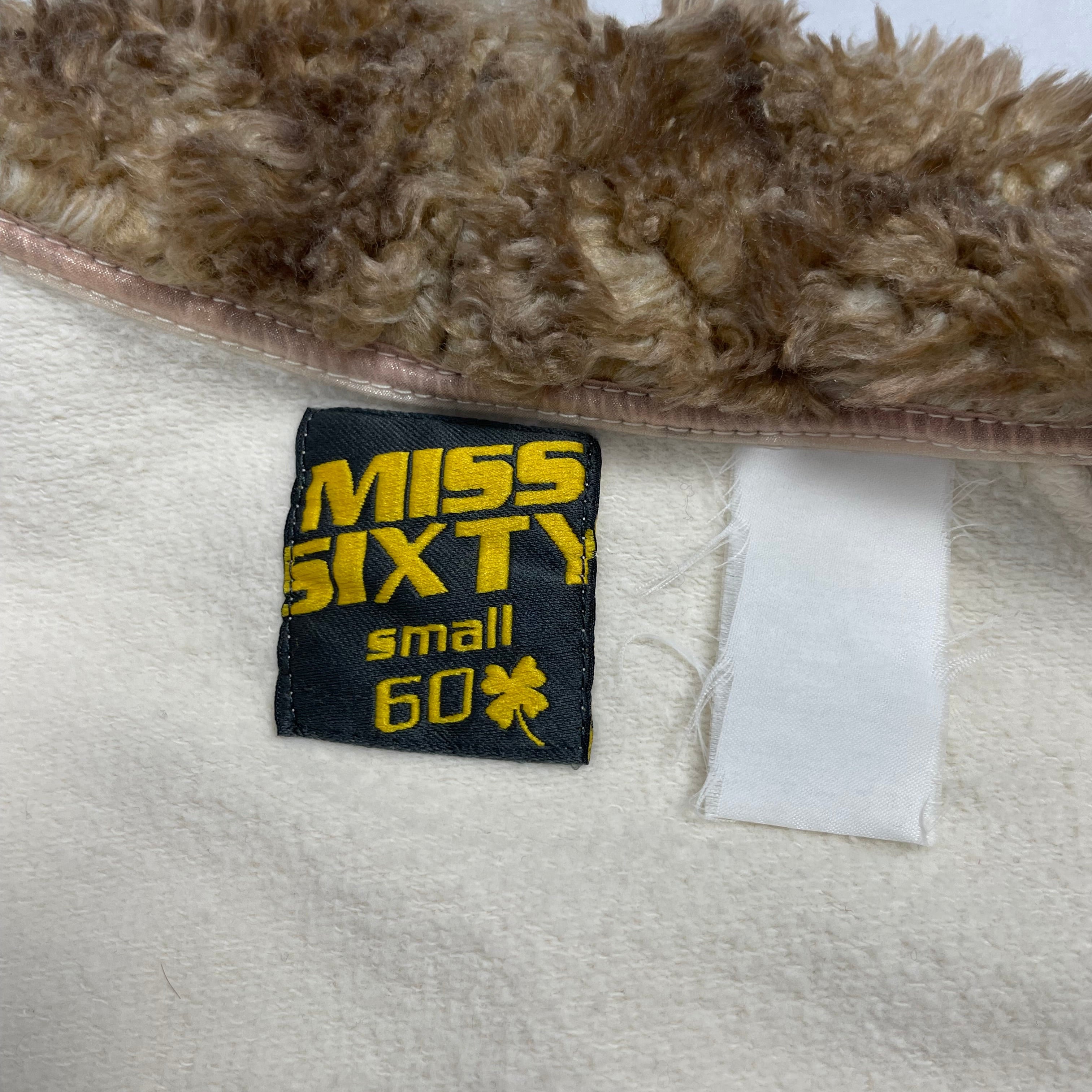 Vintage Y2K Miss Sixty Faux Fur Trim Cropped Bolero - Cream (UK 6-8)