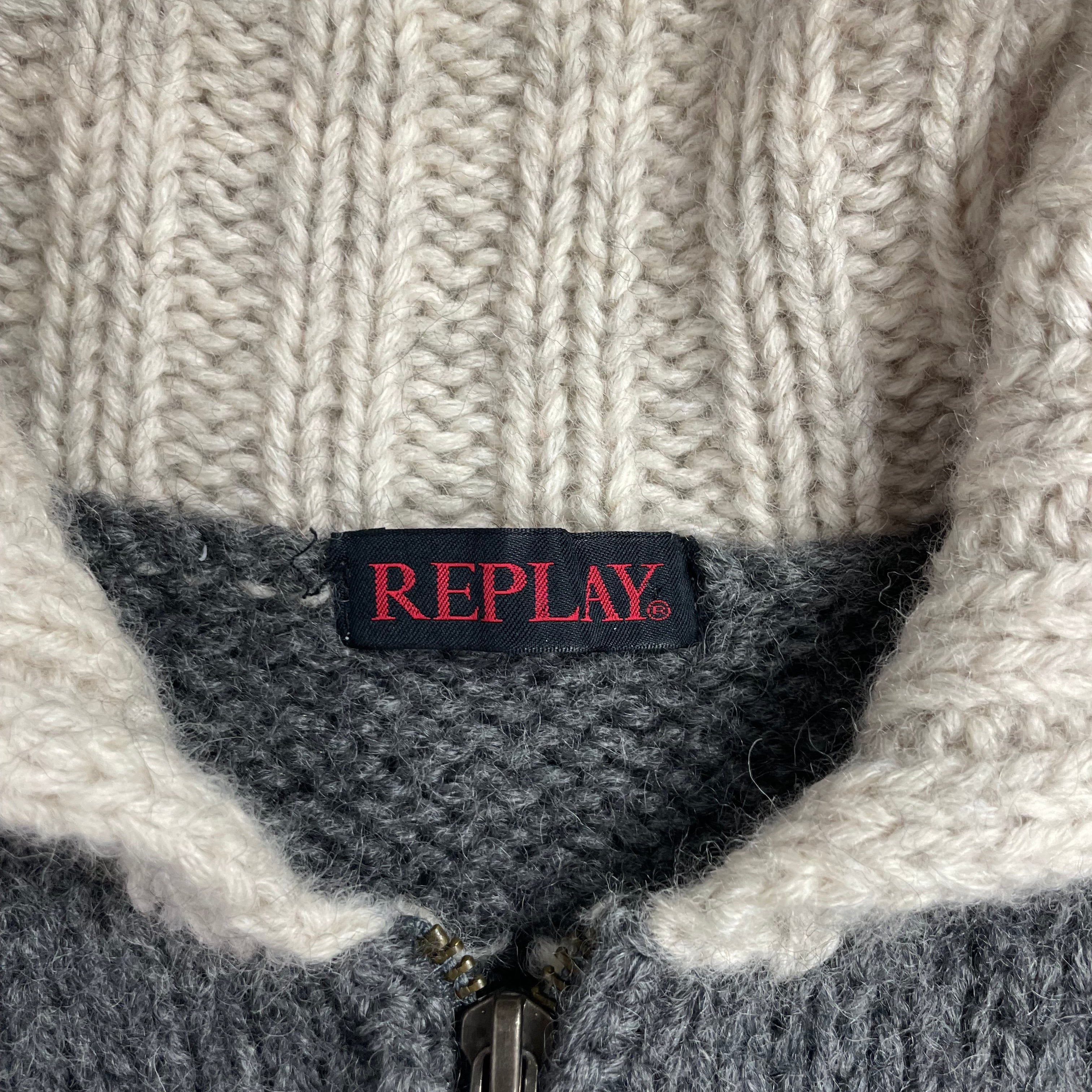 Rare Replay Y2K Wool Logo Knit Zip Vest - Best Fit UK 14