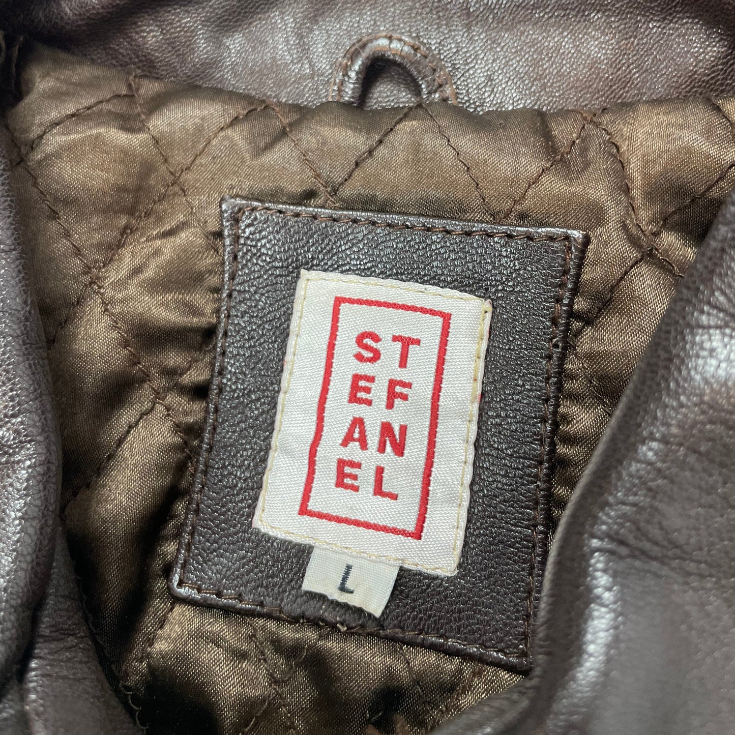 Vintage Stefanel Brown Real Leather Jacket - UK 8