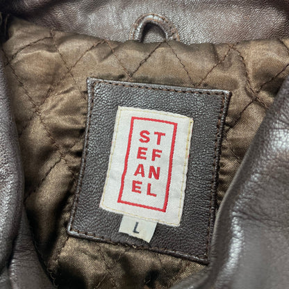 Vintage Stefanel Brown Real Leather Jacket - UK 8