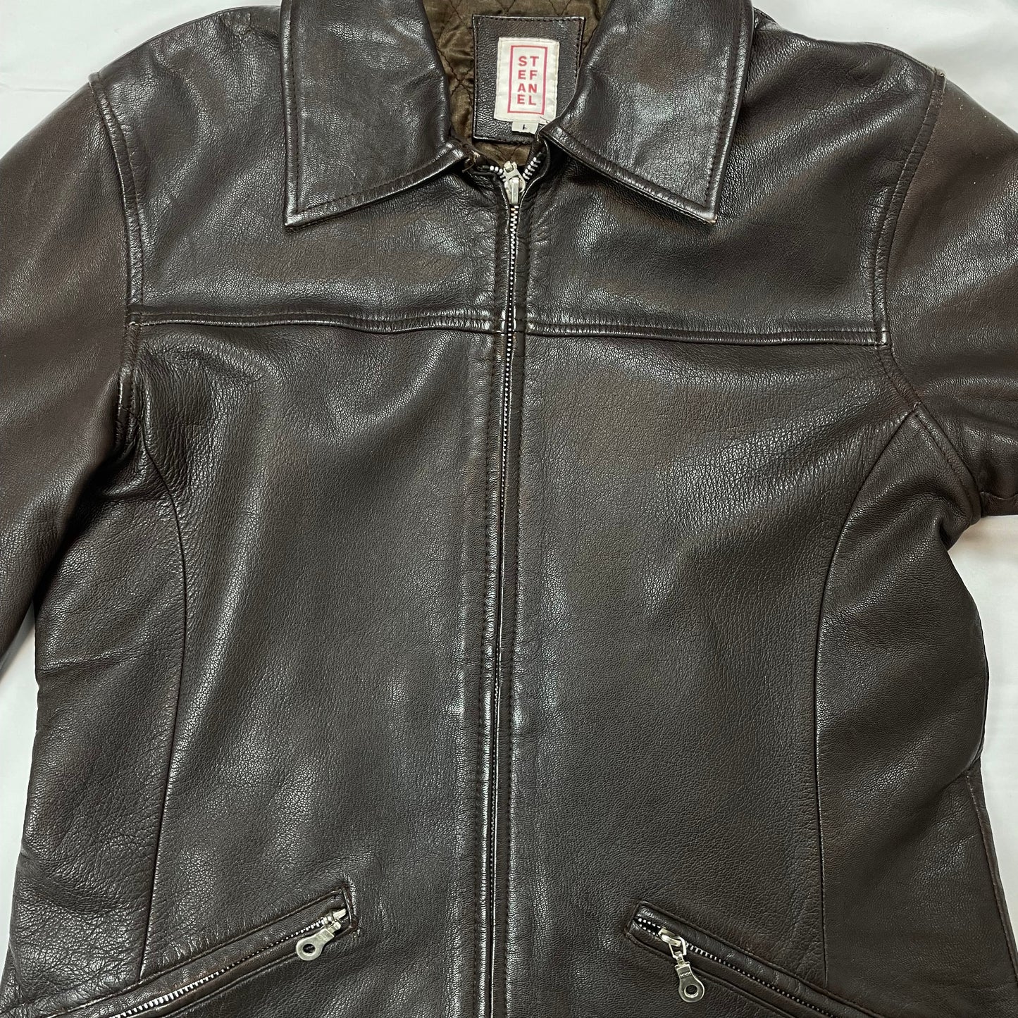 Vintage Stefanel Brown Real Leather Jacket - UK 8